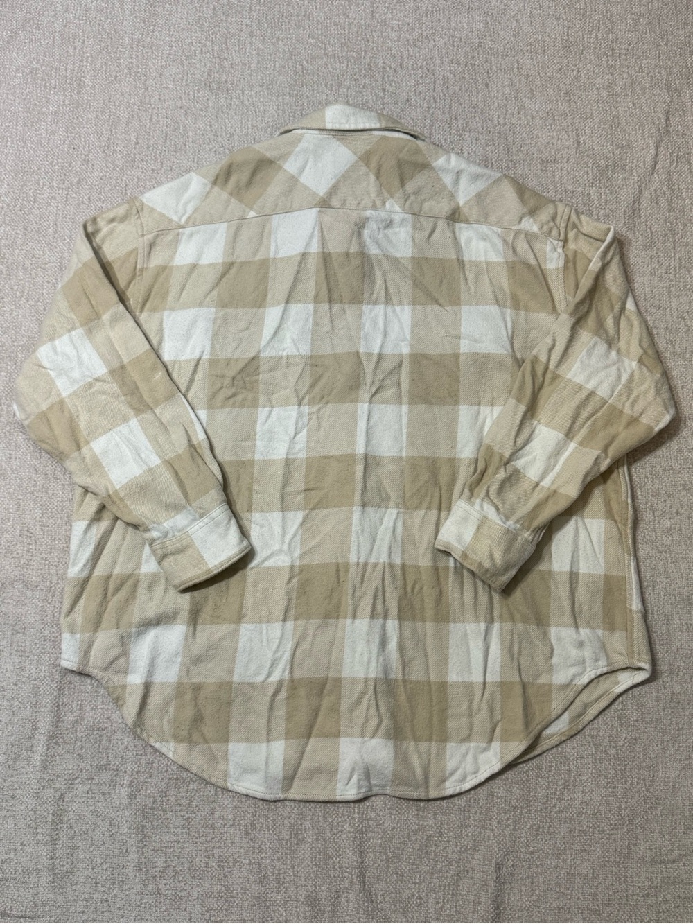 Aerie Beige Cream Plaid Flannel Button Down Shirt – Women’s S/P - Picture 6 of 8